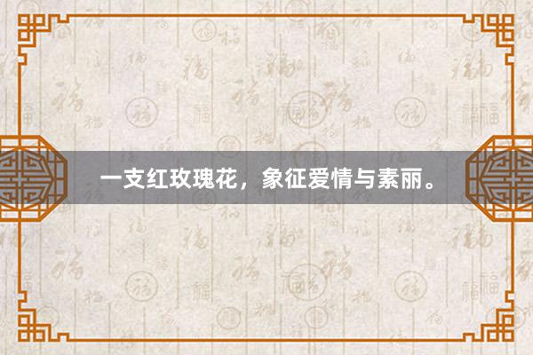 一支红玫瑰花,象征爱情与素丽。